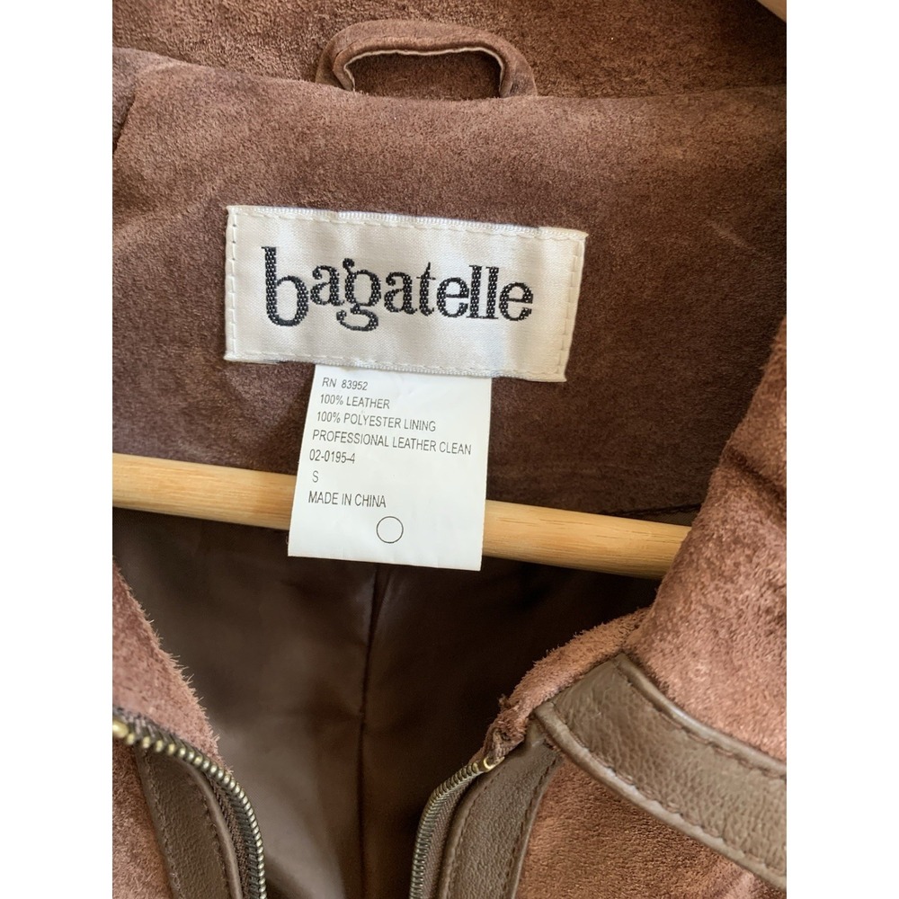 Mens Small Bagatelle Vintage Leather Zip Up Jacket  (ZIPPER BROKEN) russet brown - Picture 3 of 16